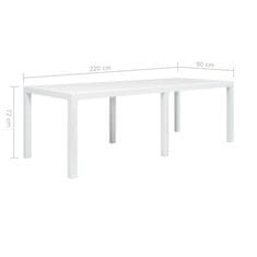 Petromila Zahradní stůl bílý 220 x 90 x 72 cm plast ratanový vzhled