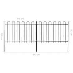 Vidaxl Zahradní plot s obloučky ocelový 3,4 x 1,2 m černý