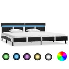 Greatstore Rám postele s LED světlem šedý umělá kůže 180 x 200 cm