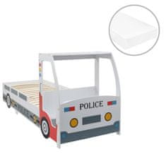 Greatstore Dětská postel policejní auto s matrací 90 x 200 cm 7 zón H2 H3