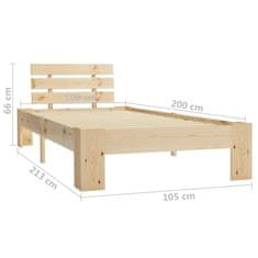 Greatstore Rám postele masivní borové dřevo 100 x 200 cm