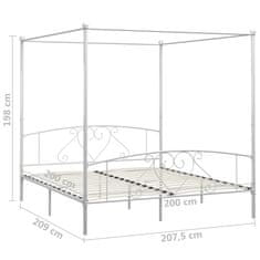 Greatstore Rám postele s nebesy bílý kovový 200 x 200 cm