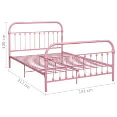 Vidaxl Rám postele růžový kov 140 x 200 cm