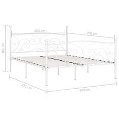 Greatstore Rám postele s laťkovým roštem bílý kov 200 x 200 cm