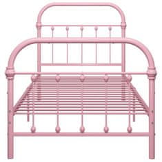 Vidaxl Rám postele růžový kov 90 x 200 cm