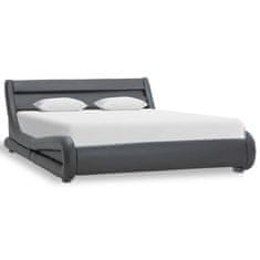 Greatstore Rám postele s LED světlem šedý umělá kůže 160 x 200 cm