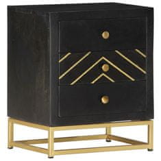 Greatstore Noční stolek černozlatý 40x30x50 cm masivní mangovníkové dřevo