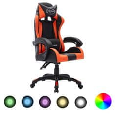 Greatstore Herní židle s RGB LED podsvícením oranžovočerná umělá kůže