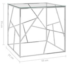 Greatstore Konferenční stolek stříbrný 55x55x55 cm nerezová ocel a sklo