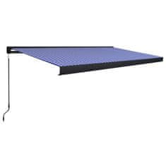 Greatstore Kazetová markýza s ručním ovládáním 500 x 300 cm modro-bílá