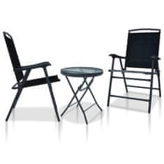 Greatstore 3dílný bistro set černý ocel