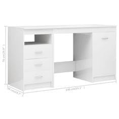 Greatstore Psací stůl bílý s vysokým leskem 140 x 50 x 76 cm dřevotříska