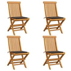 Greatstore Zahradní židle s šedohnědými poduškami 4 ks masivní teak