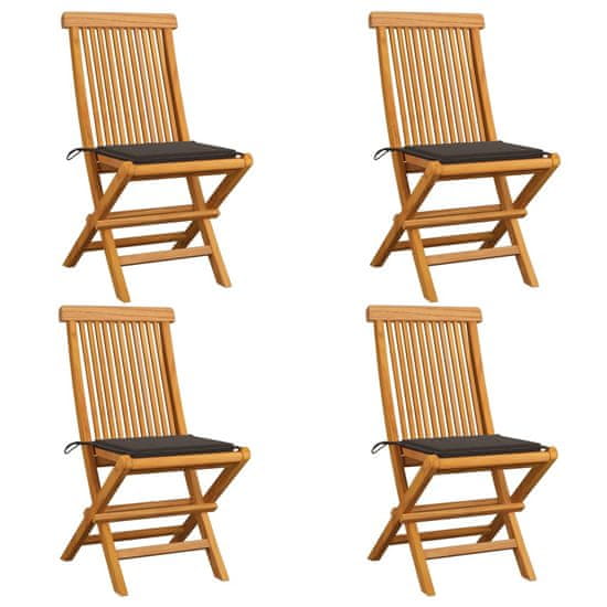 Greatstore Zahradní židle s šedohnědými poduškami 4 ks masivní teak