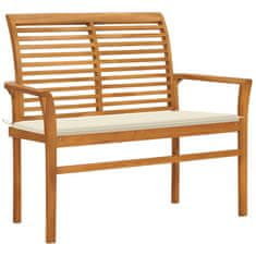 Vidaxl Zahradní lavice s krémovou poduškou 112 cm masivní teak