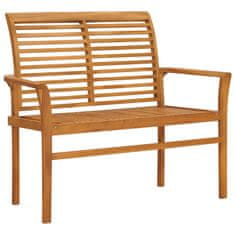 Vidaxl Zahradní lavice s vínovou poduškou 112 cm masivní teak