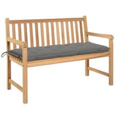 Greatstore Zahradní lavice s šedou poduškou 120 cm masivní teak