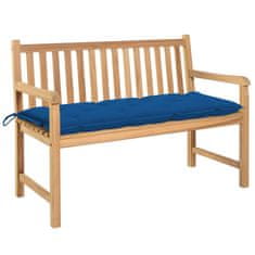 Greatstore Zahradní lavice s modrou poduškou 120 cm masivní teak