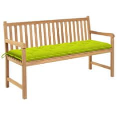 Greatstore Zahradní lavice s jasně zelenou poduškou 150 cm masivní teak