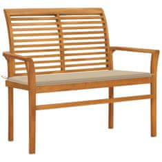 Vidaxl Zahradní lavice s béžovou poduškou 112 cm masivní teak