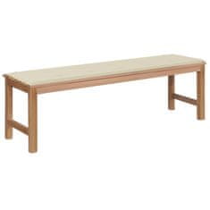 Greatstore Zahradní lavice s krémovou poduškou 150 cm masivní teak