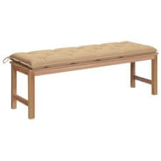 Greatstore Zahradní lavice s béžovou poduškou 150 cm masivní teak