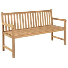 Greatstore Zahradní lavice s krémově bílou poduškou 150 cm masivní teak