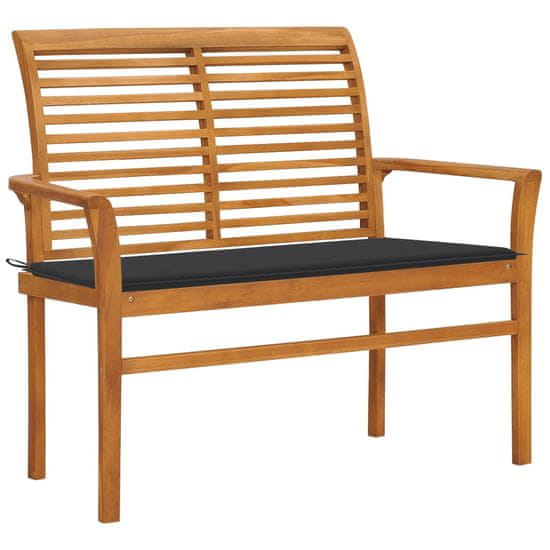 Greatstore Zahradní lavice s antracitovou poduškou 112 cm masivní teak