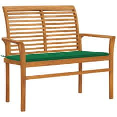 Vidaxl Zahradní lavice se zelenou poduškou 112 cm masivní teak