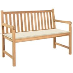 Greatstore Zahradní lavice s krémovou poduškou 120 cm masivní teak