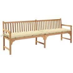 Greatstore Zahradní lavice s krémově bílou poduškou 240 cm masivní teak