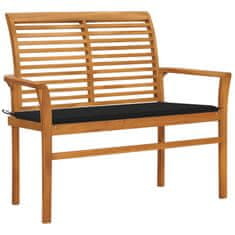 Vidaxl Zahradní lavice s černou poduškou 112 cm masivní teak