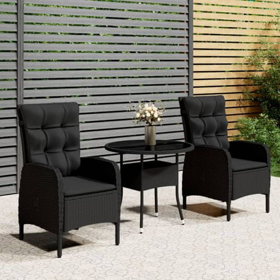 Greatstore 3dílný zahradní bistro set polyratan černý