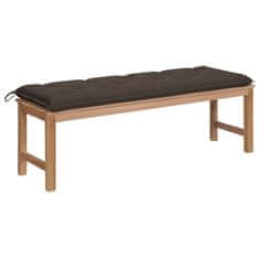 Greatstore Zahradní lavice s taupe poduškou 150 cm masivní teak