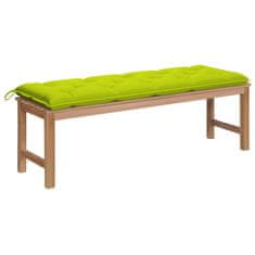 Greatstore Zahradní lavice s jasně zelenou poduškou 150 cm masivní teak