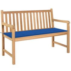 Greatstore Zahradní lavice s královsky modrou poduškou 120 cm masivní teak