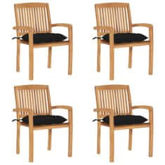 Greatstore Stohovací zahradní židle s poduškami 4 ks masivní teak