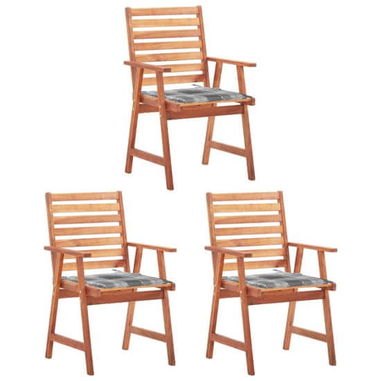 Greatstore Zahradní jídelní židle s poduškami 3 ks masivní akáciové dřevo