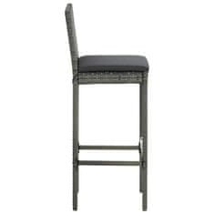 Vidaxl Barové stoličky s poduškami 6 ks šedé polyratan