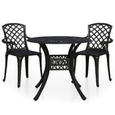 Vidaxl 3dílný bistro set litý hliník černý