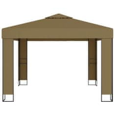 Greatstore Altán dvojitá stříška a světelné řetězy 3x3x2,7m taupe 180 g/m2