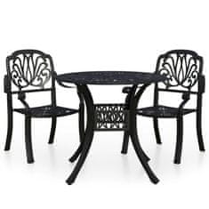 Vidaxl 3dílný bistro set litý hliník černý