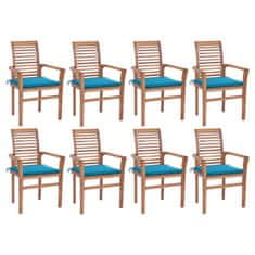 Greatstore Jídelní židle 8 ks modré podušky masivní teak