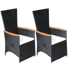 Greatstore Nastavitelné zahradní židle 2 ks s poduškami polyratan černé