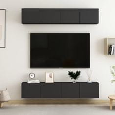 Greatstore TV skříňky 4 ks černé 80 x 30 x 30 cm dřevotříska