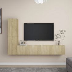 Vidaxl 4dílný set TV skříněk dub sonoma dřevotříska