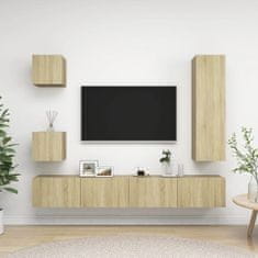 Greatstore 5dílný set TV skříněk dub sonoma dřevotříska