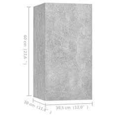 Greatstore TV skříňky 4 ks betonově šedé 30,5 x 30 x 60 cm dřevotříska