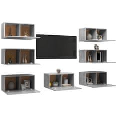 Greatstore TV stolky 7 ks betonově šedé 30,5 x 30 x 60 cm dřevotříska