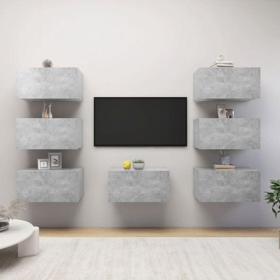 Greatstore TV stolky 7 ks betonově šedé 30,5 x 30 x 60 cm dřevotříska